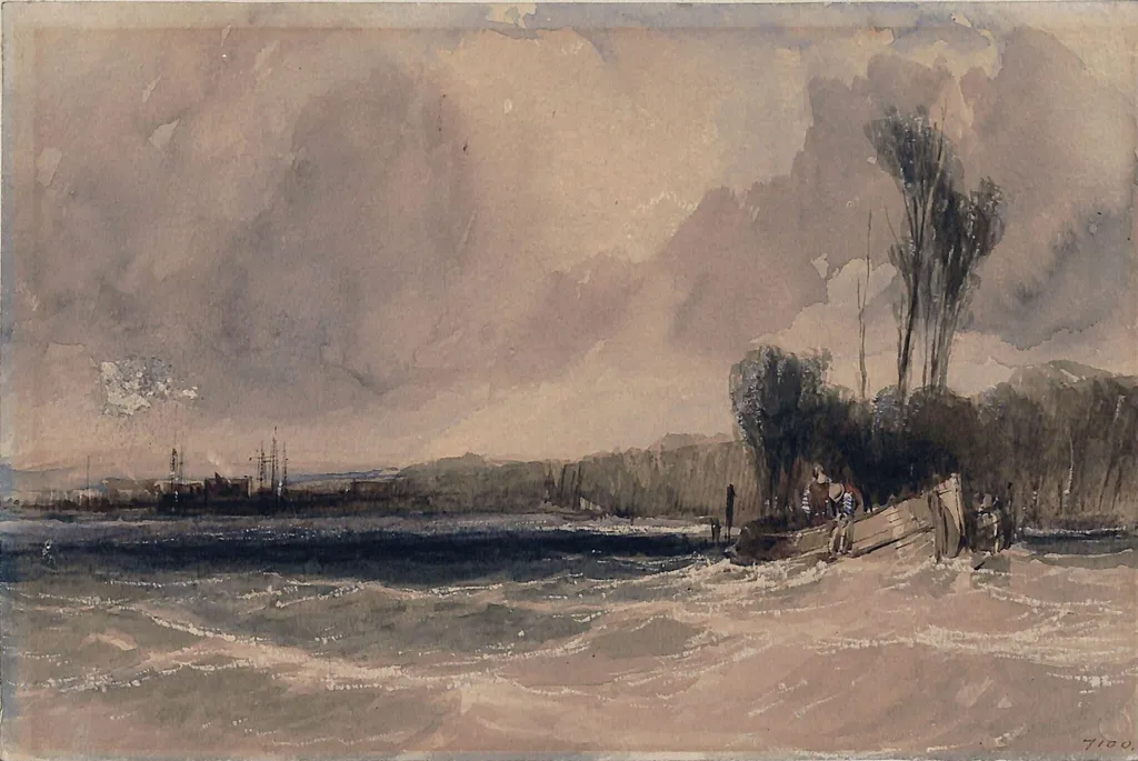 River Scene, by Alfred Gomersal Vickers, watercolor, 1830