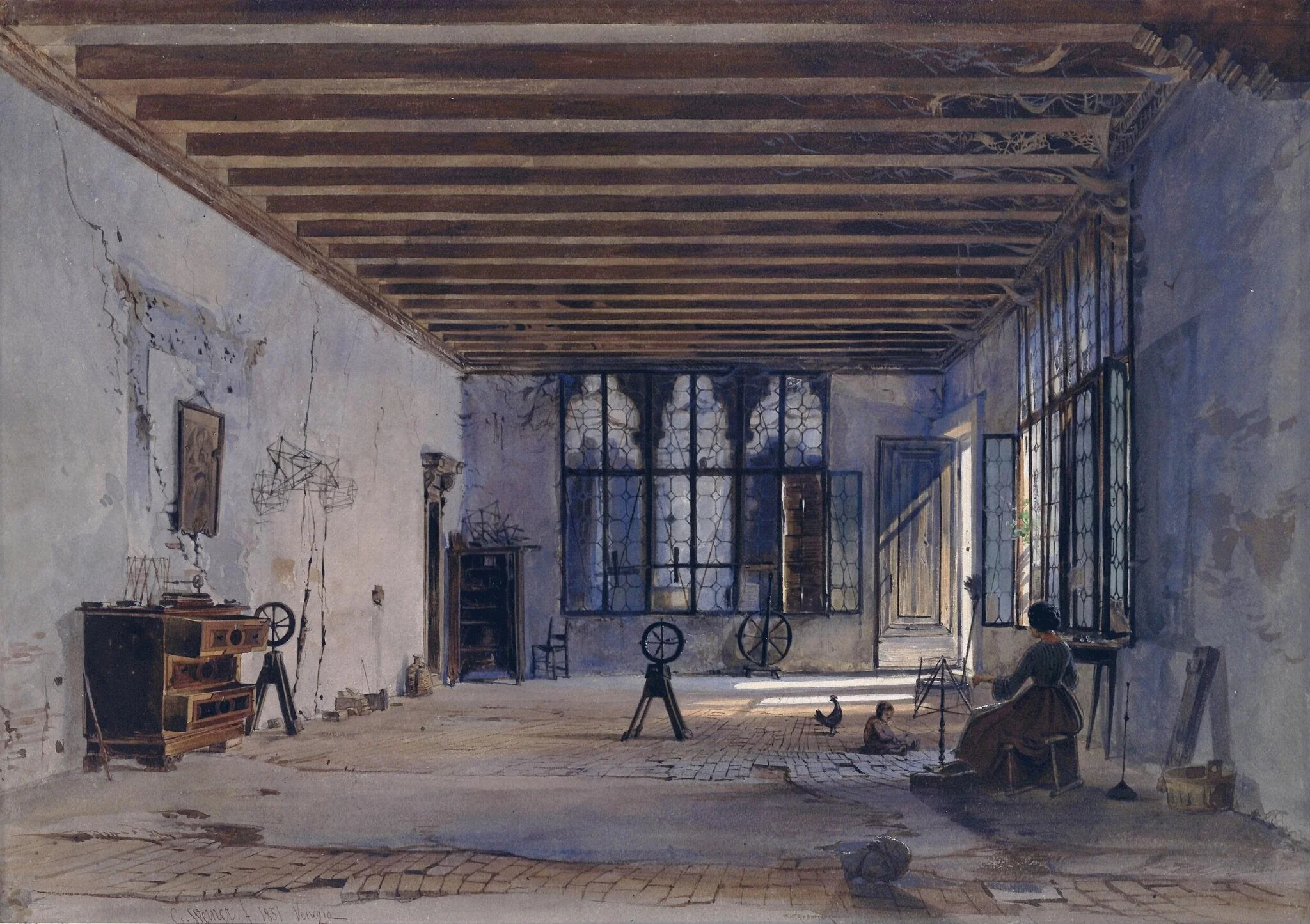 Interior of an old Ducal Palace, Venice, detail
