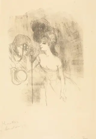Anna Held and Baldy (Anna Held et Baldy), by Henri de Toulouse-Lautrec, ink, 1896