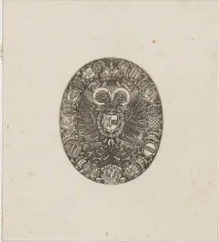Shields of the Emperor Matthias, by Simon van de Passe, ink, 1621