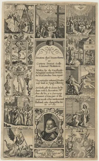 Title Page for Devotionis Augustinianae Flamma, by William Austin, by George Glover, ink, 1637
