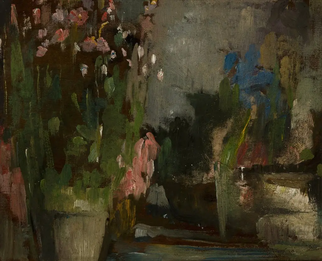 Flowers on a Terrace, by Olga Boznańska, oil, 1903