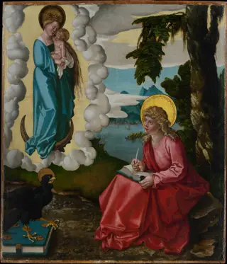 Saint John on Patmos, by Hans Baldung Grien, oil, 1511