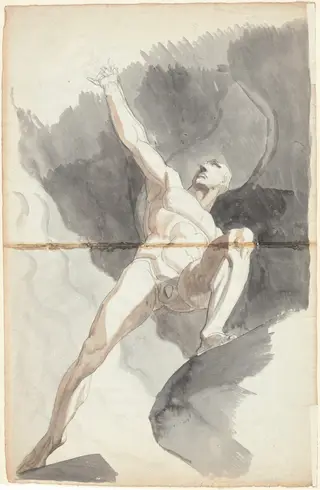 Satan Defying the Powers of Heaven, by Henry Fuseli, chalk, 1794