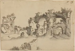 The Baths of Caracalla, Rome, by Willem van Nieuwlandt II, ink, 1610