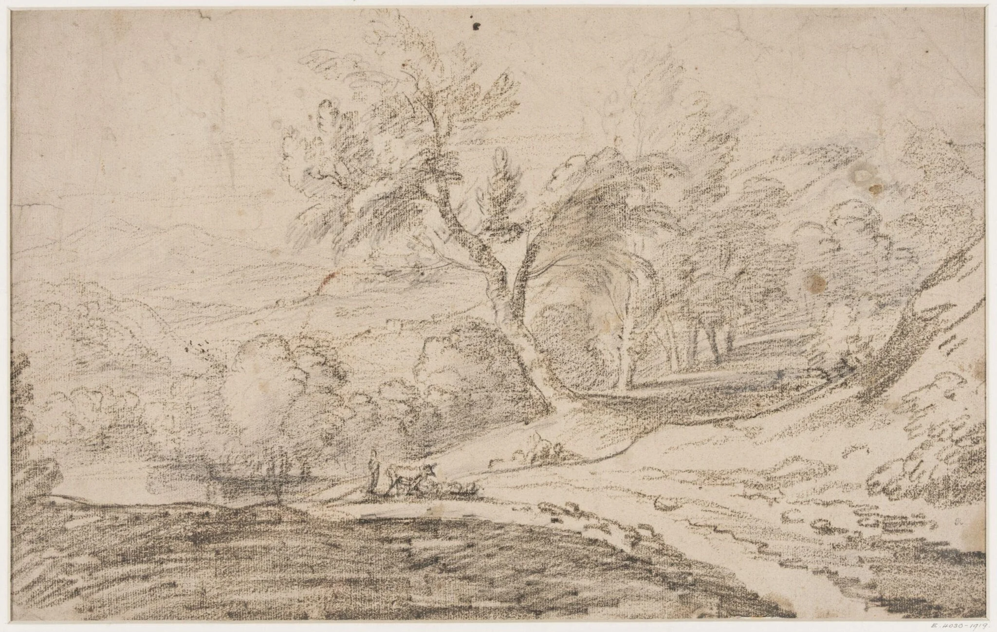 Landscape with lake, detail