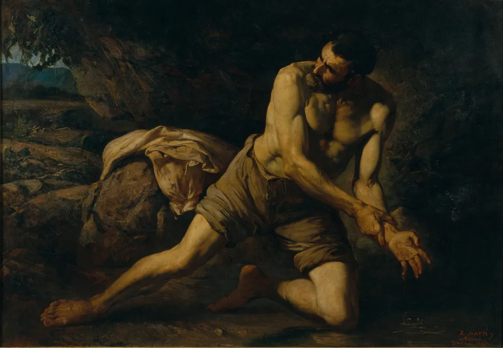 The Criminal. 'The Mark of the Crime', by Ramon Martí Alsina, oil, 1866