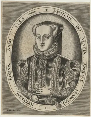 Queen Elizabeth, by Frans Huys, ink, 1542