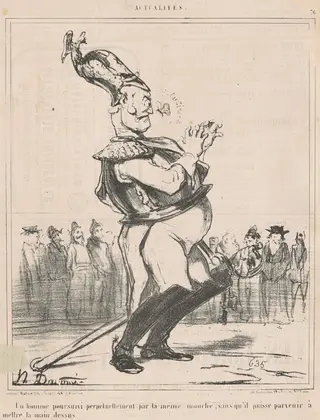 Un homme poursuivi ..., by Honoré Daumier, ink, 1854