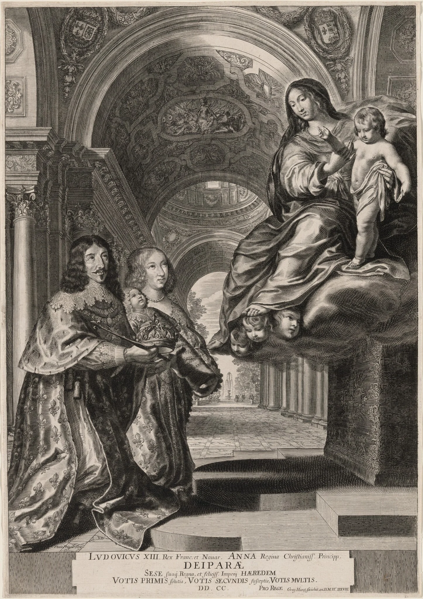 The Vow of Louis XIII (Louis XIII and His Wife, Anne of Austria, Entrusting the New Prince and the Crown to the Virgin), detail