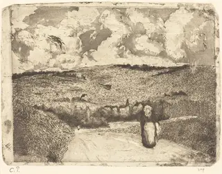 Woman on the Road (La femme sur la route), by Camille Pissarro, ink, 1879