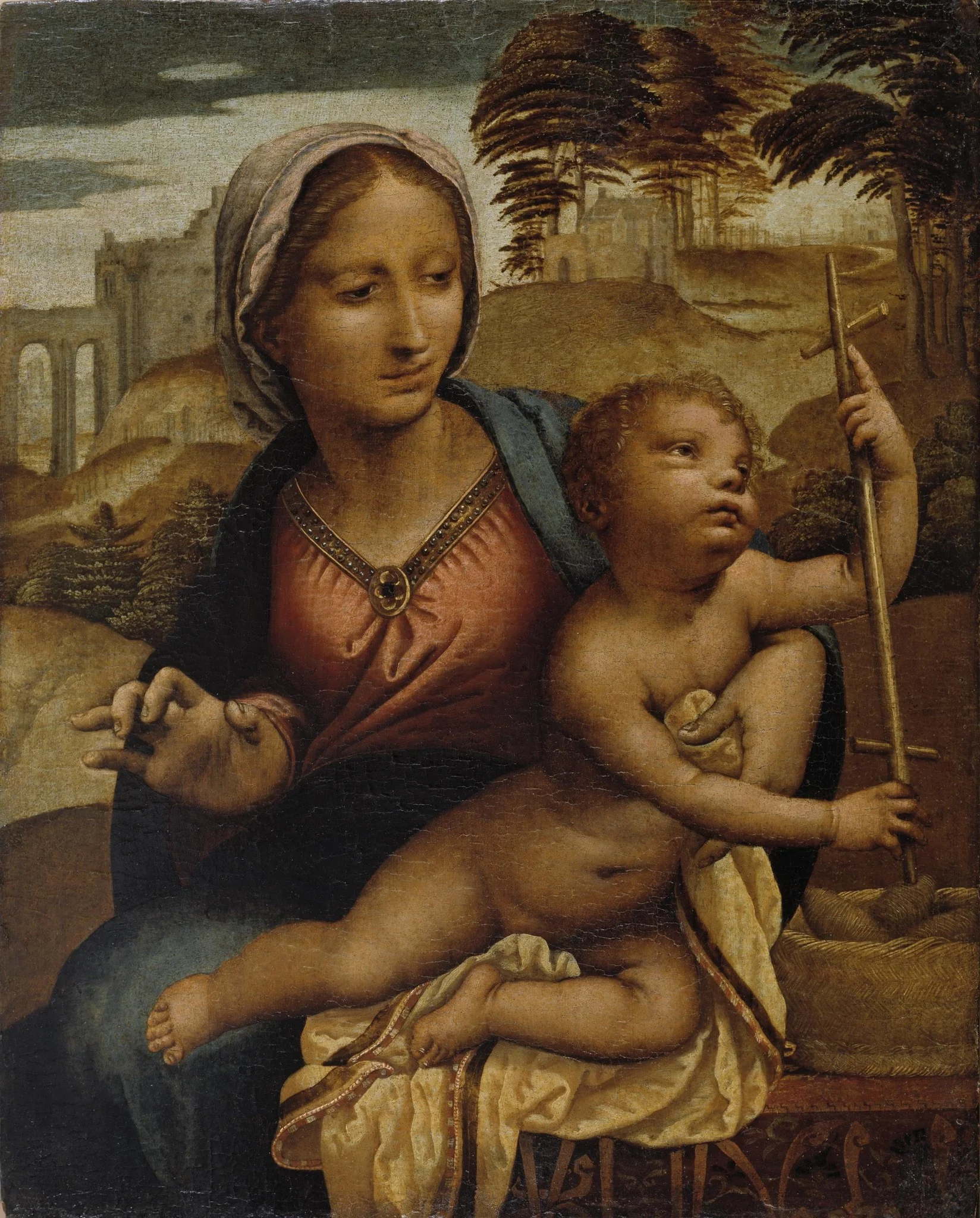 Madonna of the Yarnwinder, detail