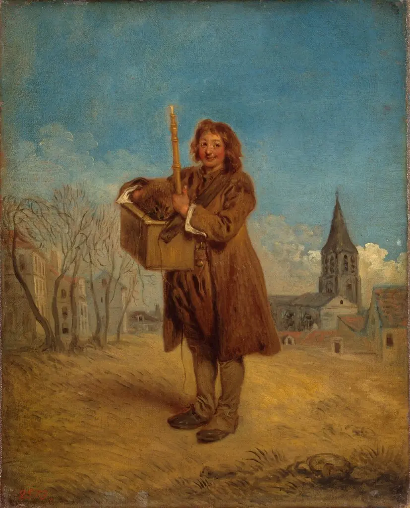 Savoyard with a Marmot, by Jean Antoine Watteau, oil, 1716