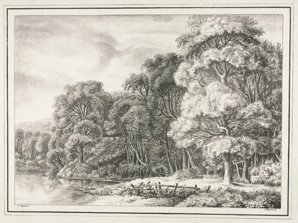 Woodland Scenery with Lake, by Johann Nepomuk Strixner, 1814