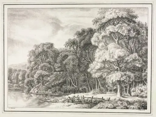 Woodland Scenery with Lake, by Johann Nepomuk Strixner, 1814