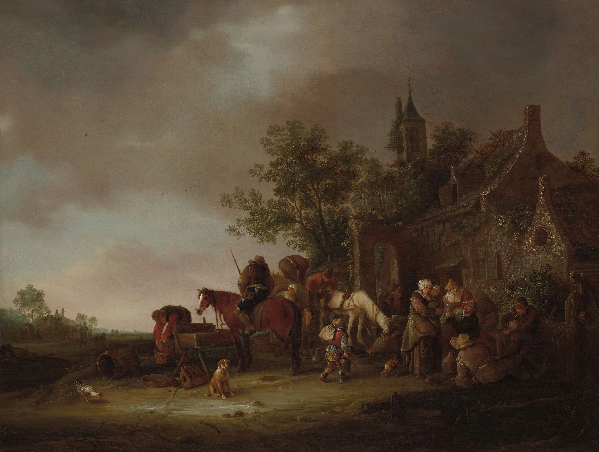 Travellers Halting at an Inn, detail