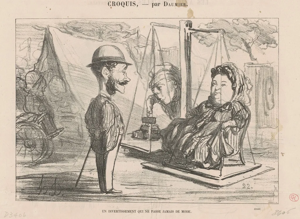 Un divertissement qui ... de mode, by Honoré Daumier, ink, 1865