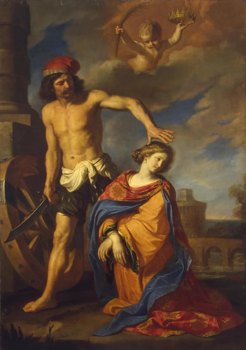 Martyrdom of St Catherine, by Guercino, oil, 1653
