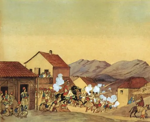 Ο Θεόδωρος Γρίβας αποχωρεί από την Αθήνα, by Koellnberger Ludwig, unspecified, 1836