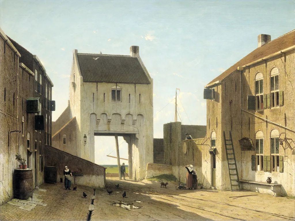 A Town Gate in Leerdam, by Jan Weissenbruch, oil