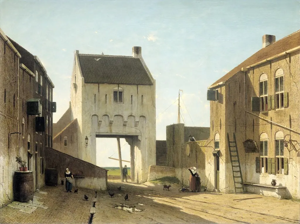 A Town Gate in Leerdam, by Jan Weissenbruch, oil