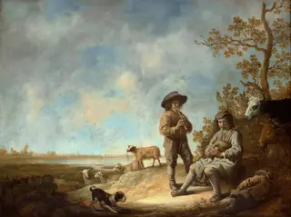 Piping Shepherds, by Aelbert Cuyp, oil, 1643