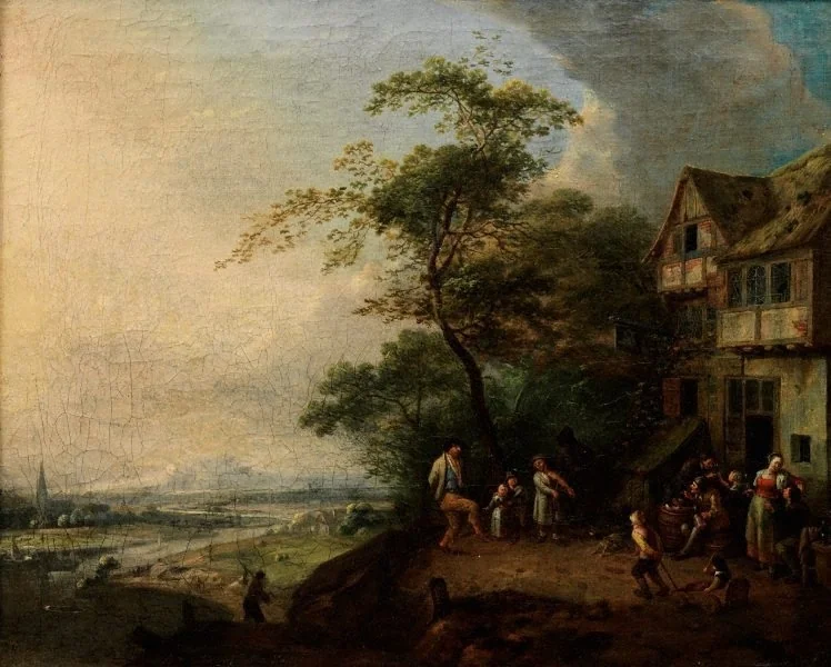 Scene before an inn, detail