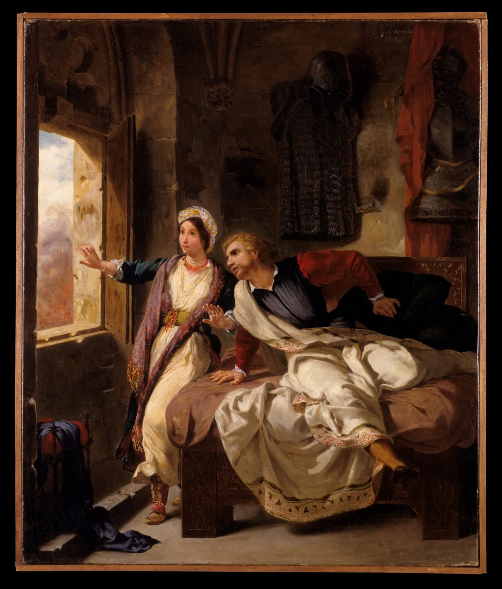 Rebecca and the Wounded Ivanhoe, by Eugène Delacroix, oil, 1823
