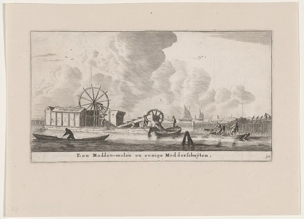 A Dredger and Mudhoppers, by Nooms, called Zeeman, Reinier, ink, 1653