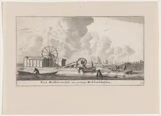 A Dredger and Mudhoppers, by Nooms, called Zeeman, Reinier, ink, 1653