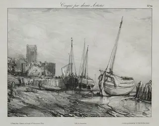 Fishing Boats along the Beach, by Eugène Isabey, 1830
