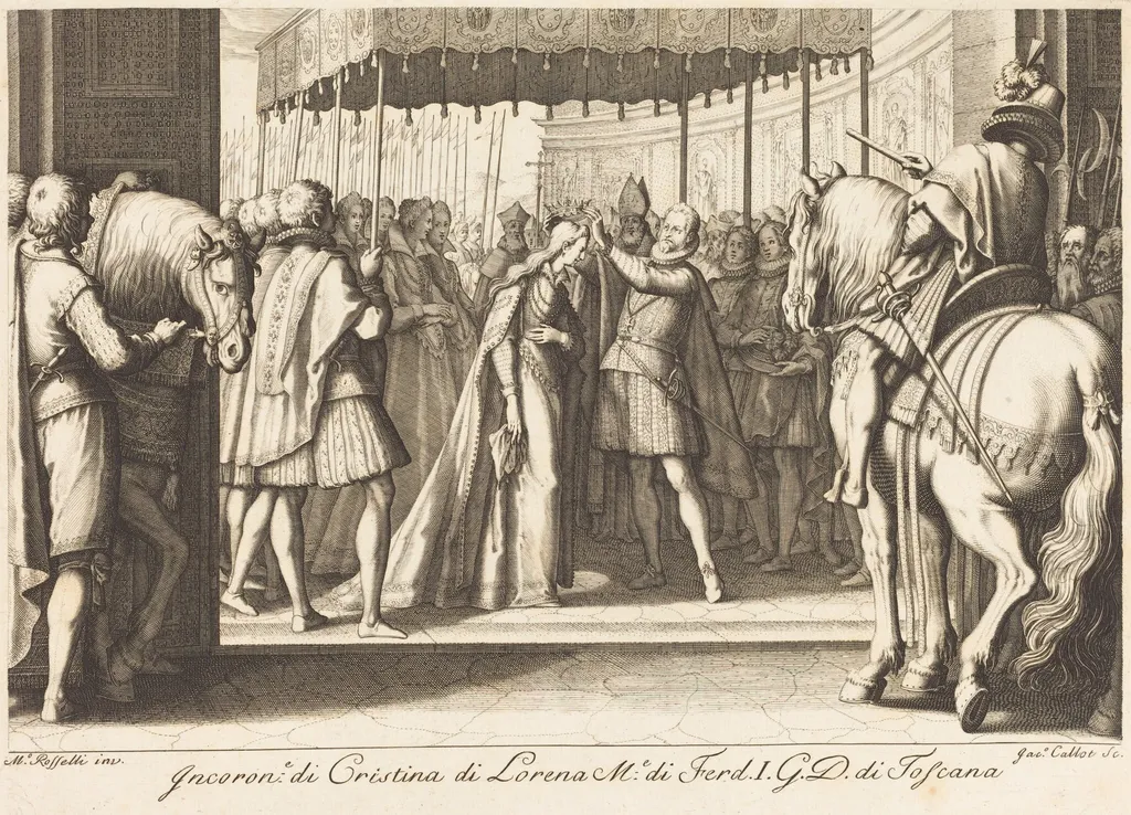 Crowning of the Grand Duchess, by Jacques Callot, ink, 1614