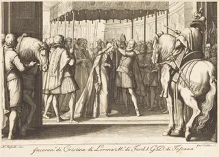 Crowning of the Grand Duchess, by Jacques Callot, ink, 1614