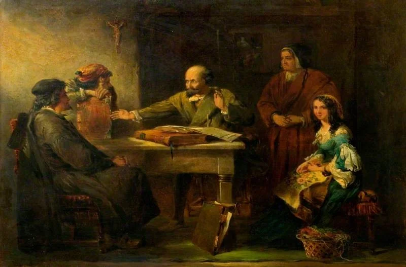 Don Quixote Disputing with the Priest and the Barber (from Cervantes' novel), detail
