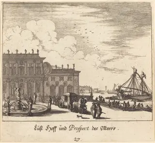 View of Meers, by Melchior Küsel, ink, 1681