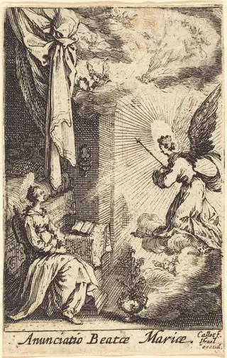 The Annunciation, by Jacques Callot, ink, 1634