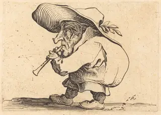 The Flageolet Player, by Jacques Callot, ink, 1622