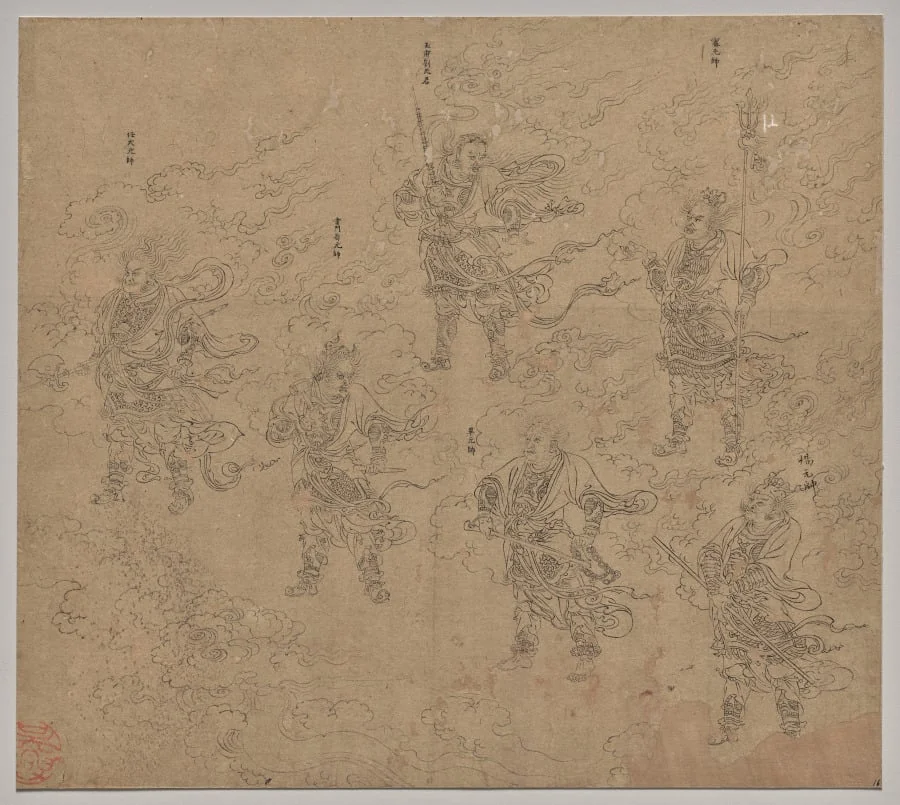 Album of Daoist and Buddhist Themes: Procession of Daoist Deities: Leaf 16, detail