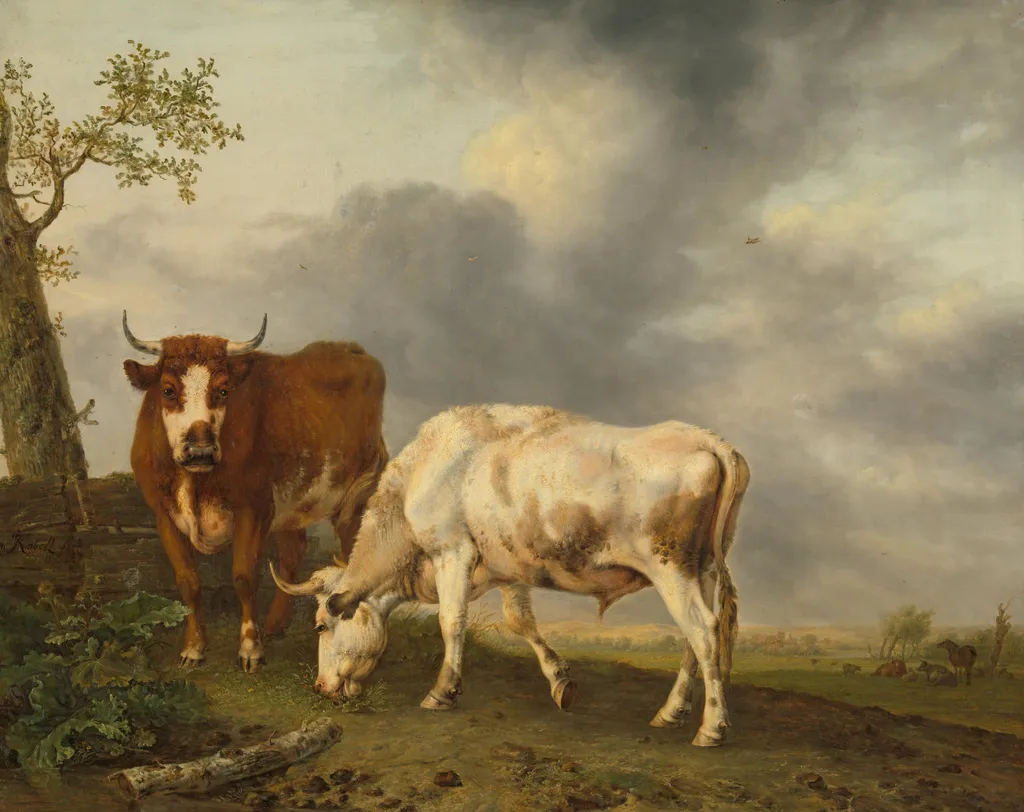 Oxen in the Meadow, by Jan Kobell, unspecified, 1806
