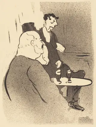 Ducarre at the Ambassadeurs (Ducarre aux ambassadeurs), by Henri de Toulouse-Lautrec, ink, 1893