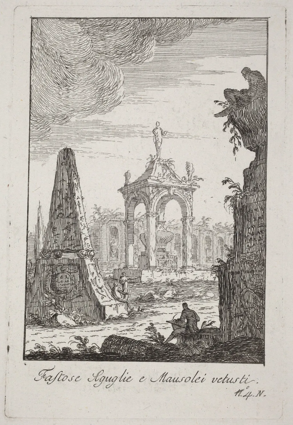 Fastose Aguglie e Mausolei vetusti, by Giovanni Francesco Costa, ink, 1768
