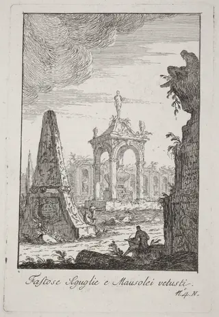 Fastose Aguglie e Mausolei vetusti, by Giovanni Francesco Costa, ink, 1768
