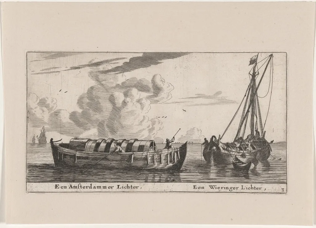 An Amsterdam Lighter and a Wieringer Lighter, by Nooms, called Zeeman, Reinier, ink, 1653