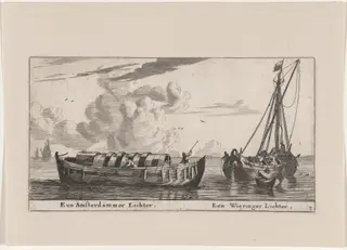 An Amsterdam Lighter and a Wieringer Lighter, by Nooms, called Zeeman, Reinier, ink, 1653