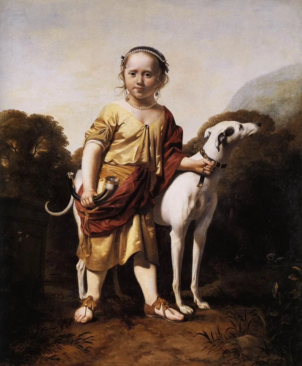 Portrait of a Girl as a Huntress, by Caesar van Everdingen, oil, 1665