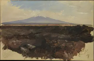 Catania and Mount Etna, by Edward Lear, oil, 1847