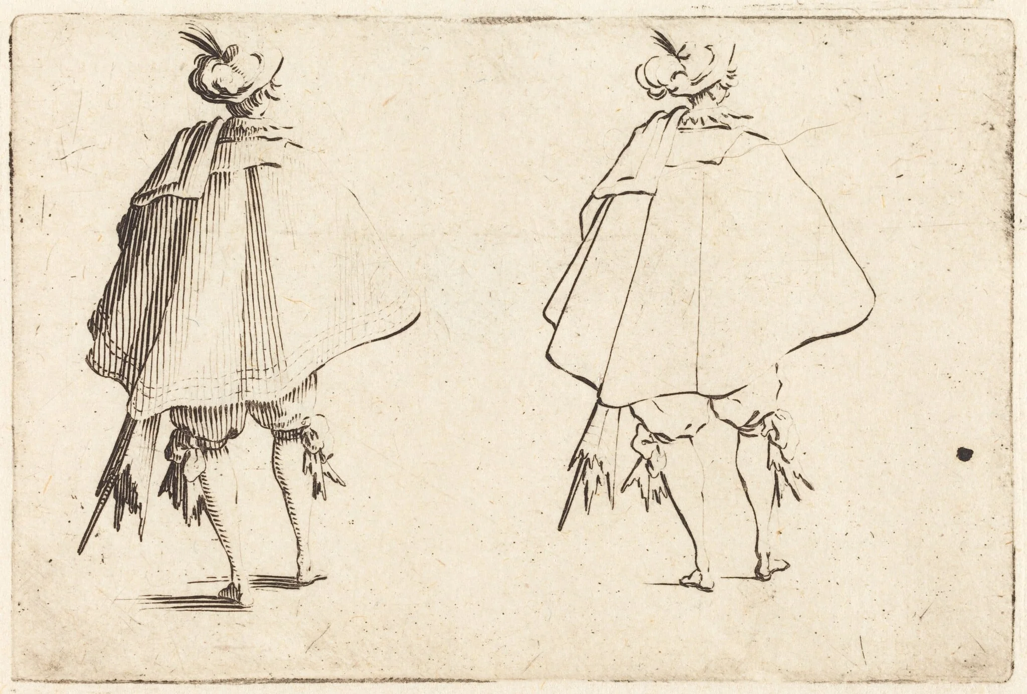 Gentleman in Large Mantle, Seen from Behind, detail