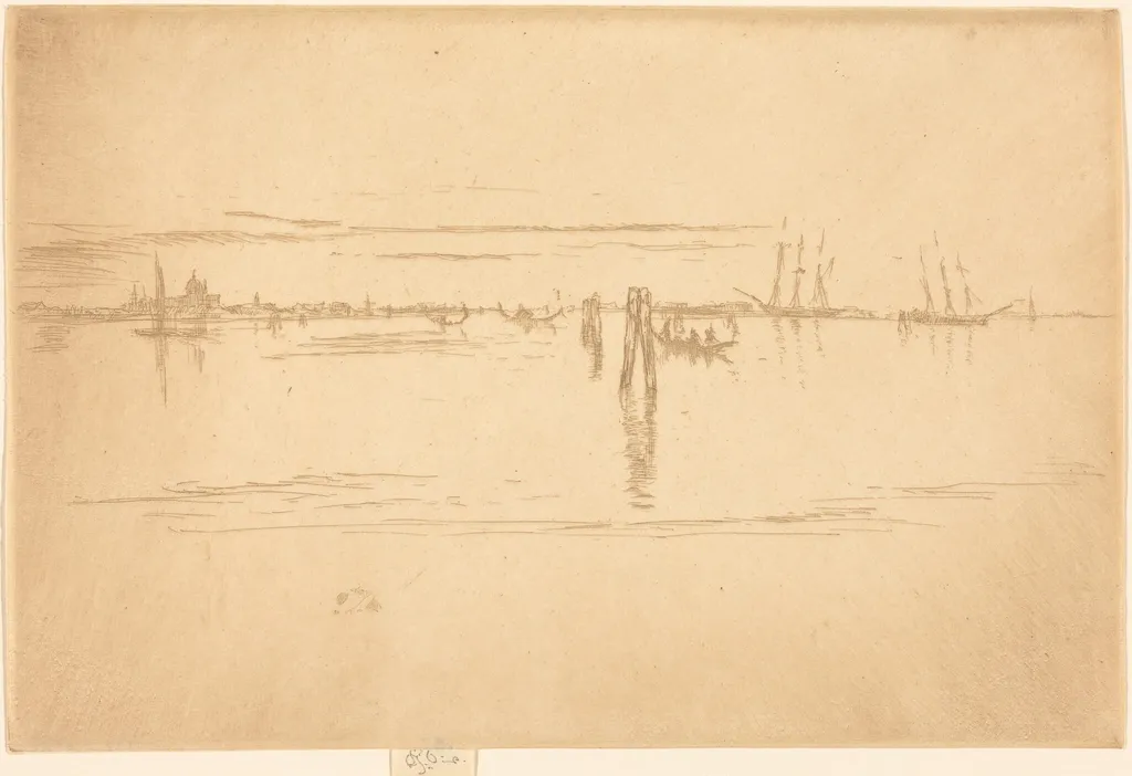 Long Lagoon, by James McNeill Whistler, ink, 1880