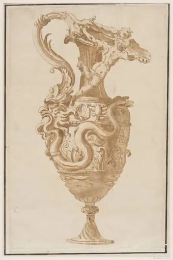 Design for a ewer with nude figures and serpents, by Caldara