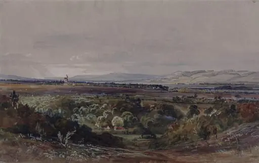 Landscape with Distant Windmill, by Caleb Robert Stanley